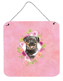 Rottweiler Flowers Design Wall or Door Hanging Prints