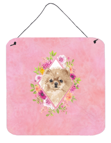 Pomeranian Flowers Design Wall or Door Hanging Prints