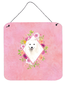 Japanese Spitz Flowers Design Wall or Door Hanging Prints