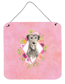Irish Wolfhound 1 Flowers Design Wall or Door Hanging Prints
