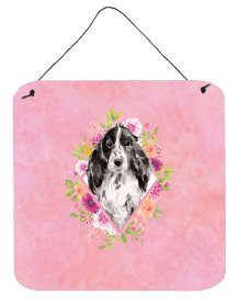 Cocker Spaniel - Black Parti Flowers Design Wall or Door Hanging Prints