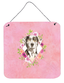 Catahoula Leopard Dog Flowers Design Wall or Door Hanging Prints