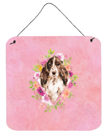 Cocker Spaniel - Brown Parti Flowers Design Wall or Door Hanging Prints