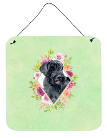 Schnauzer 1 Flowers Design Wall or Door Hanging Prints