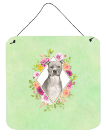 Pit Bull 2 Flowers Design Wall or Door Hanging Prints