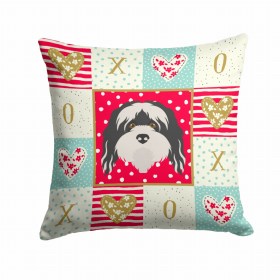Tibetan Terrier Art Love Design Fabric Decorative Pillow