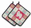 American Eskimo Art Love Pair of Potholders