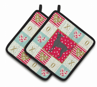 Argentine Pila Dog Art Love Pair of Potholders