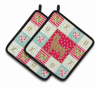 Australian Terrier Art Love Pair of Potholders