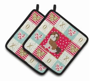Shih Tzu - Imperial - Puppy Cut - Art Love Pair of Potholders