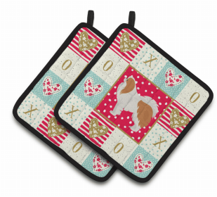 Japanese Chin #1 Art Love Pair of Potholders