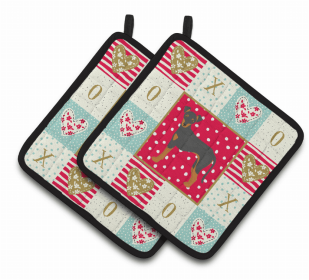 Manchester Terrier #2 Art Love Pair of Potholders