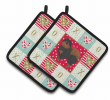 Pomeranian #2 Art Love Pair of Potholders