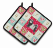 Tibetan Terrier Art Love Pair of Potholders