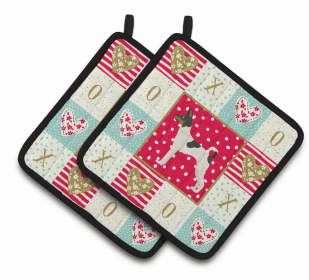 Toy Fox Terrier 1 Art Love Pair of Potholders