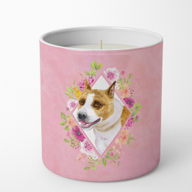 Bull Terrier Pink Flowers Decorative Soy Candle