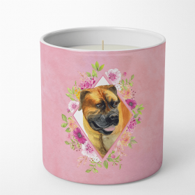 Mastiff - Boerboel - Pink Flowers Decorative Soy Candle