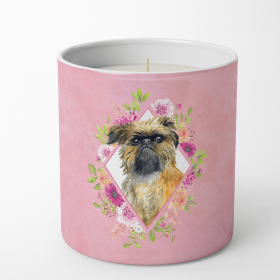 Brussels Griffon Pink Flowers Decorative Soy Candle