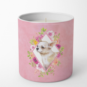 Chihuahua #2 Pink Flowers Decorative Soy Candle