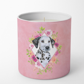 Dalmatian - Puppy - Pink Flowers Dog 10 oz Decorative Soy Candle