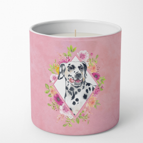 Dalmatian Pink Flowers Decorative Soy Candle