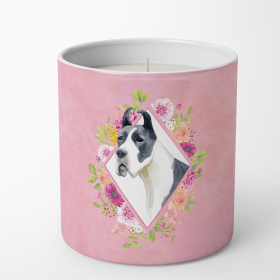 Great Dane Pink Flowers Decorative Soy Candle