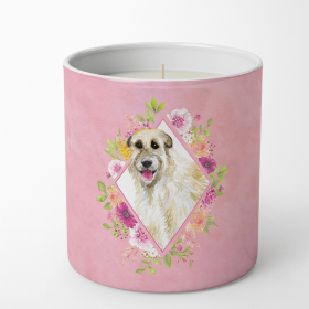 Irish Wolfhound Pink Flowers Decorative Soy Candle