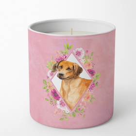 Rhodesian Ridgeback Pink Flowers Decorative Soy Candle