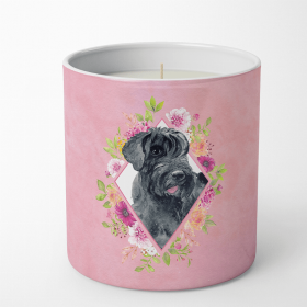Giant Schnauzer Pink Flowers Decorative Soy Candle