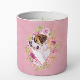 Saint Bernard #1 Pink Flowers Decorative Soy Candle