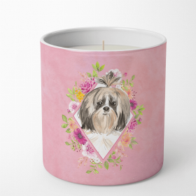 Shih Tzu 1 Pink Flowers Decorative Soy Candle