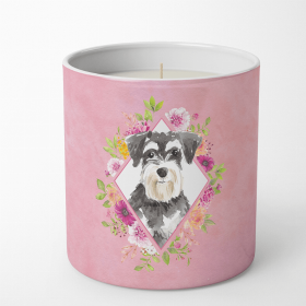 Schnauzer #2 Pink Flowers Decorative Soy Candle
