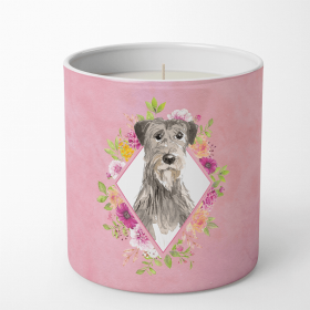 Irish Wolfhound 1 Pink Flowers Decorative Soy Candle