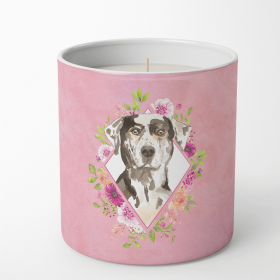 Catahoula Leopard Dog Pink Flowers Decorative Soy Candle