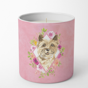 Cairn Terrier Pink Flowers Decorative Soy Candle