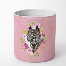 Bouvier des Flandres Pink Flowers Decorative Soy Candle