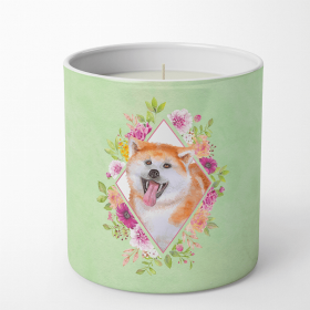 Akita Green Flowers Decorative Soy Candle