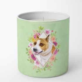 Bull Terrier Green Flowers Decorative Soy Candle