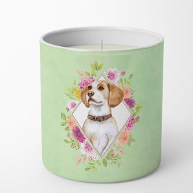 Beagle Green Flowers Decorative Soy Candle