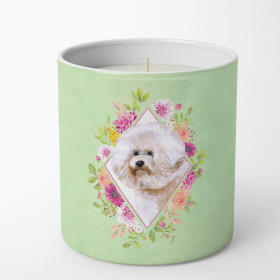 Bichon Frise #1 Green Flowers Decorative Soy Candle