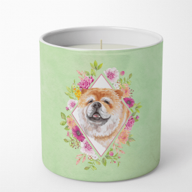 Chow Chow #2 Green Flowers Decorative Soy Candle