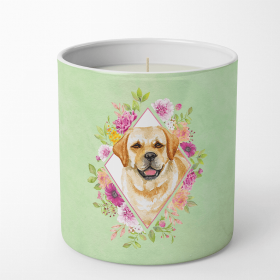 Golden Retriever Green Flowers Decorative Soy Candle