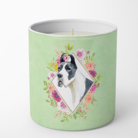 Great Dane Green Flowers Decorative Soy Candle