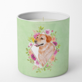 Labrador Retriever - Yellow - Green Flowers Decorative Soy Candle