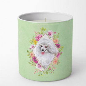 Poodle - Mini - Green Flowers Decorative Soy Candle