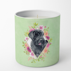 Schnauzer Green Flowers Decorative Soy Candle