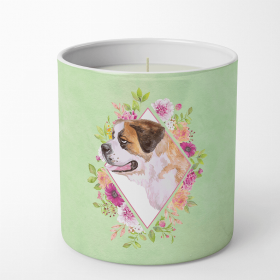 Saint Bernard #1 Green Flowers Decorative Soy Candle