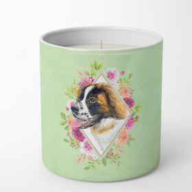 Saint Bernard #2 Green Flowers Decorative Soy Candle