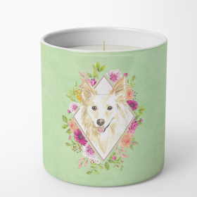 Collie - White - Green Flowers Decorative Soy Candle