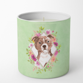 Bull Terrier 2 Green Flowers Decorative Soy Candle